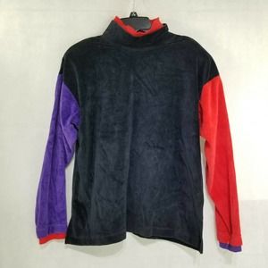Vintage 80'S Retro Velour Color Block Sweater Sweatshirt Marissa Jamesway M NOS